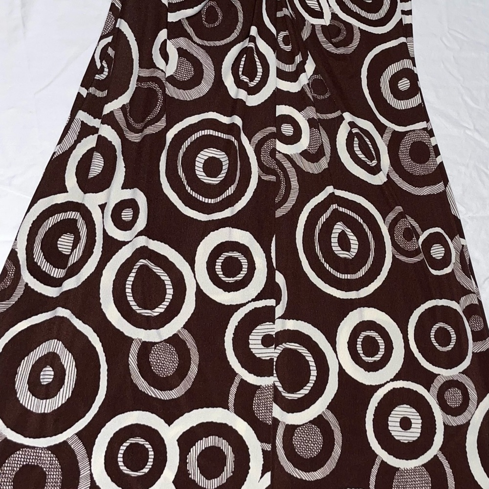 London Times Brown and Cream Asymmetrical Dress